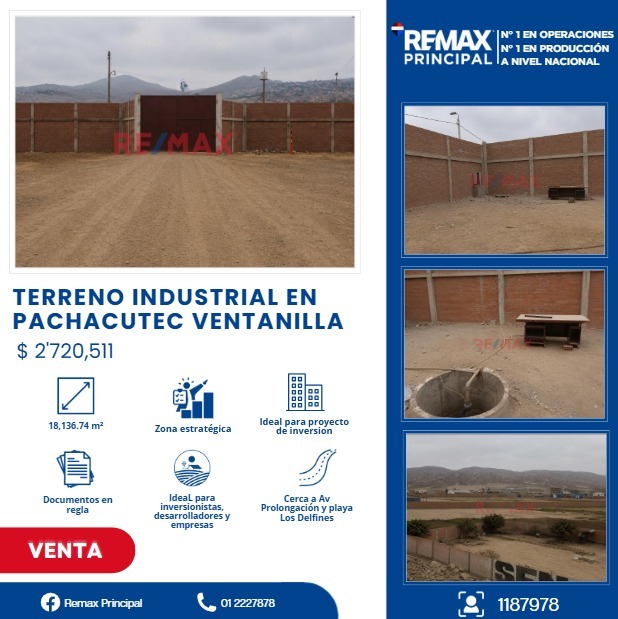 Terreno Industrial de 18,136m2 en Pachacútec Ventanilla