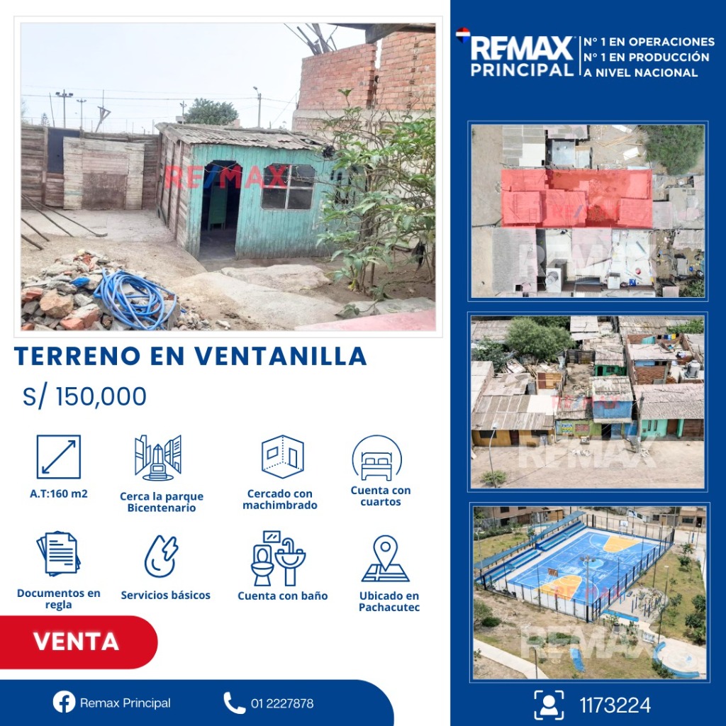 Terreno Residencial de 160m2 cerca al Parque Bicentenario Ventanilla